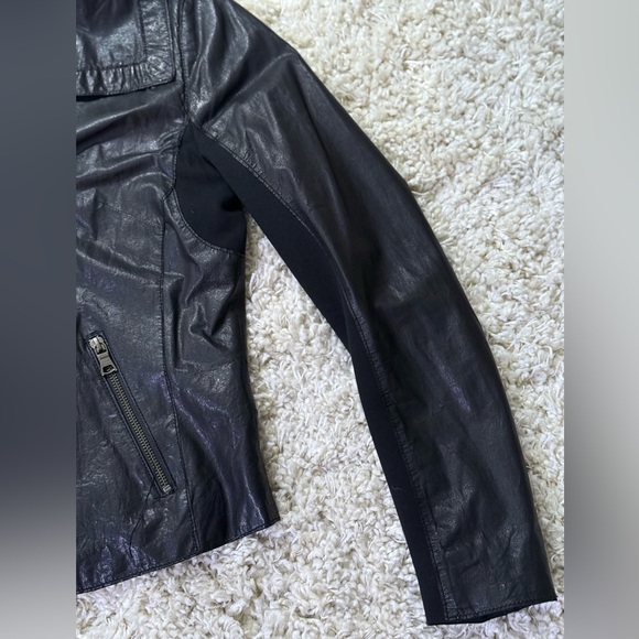 Banana Republic Black Moto Leather Jacket Sz S - Picture 2 of 13
